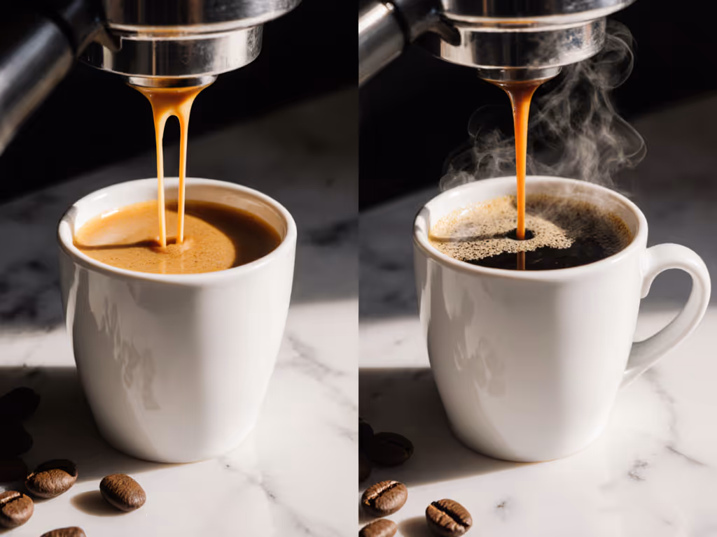 espresso extraction troubleshooting visual showing ideal vs problematic shots