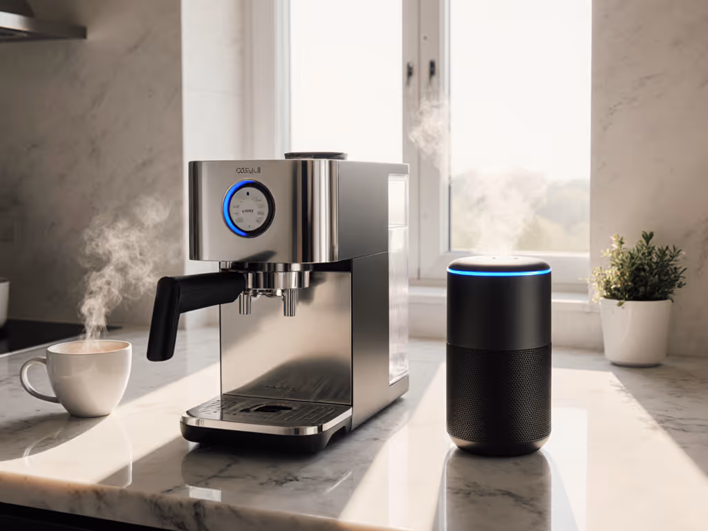 smart_home_espresso_machine_next_to_smart_speaker