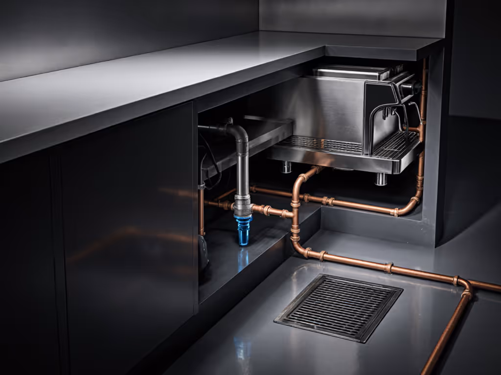 commercial_espresso_machine_drainage_and_plumbing_setup